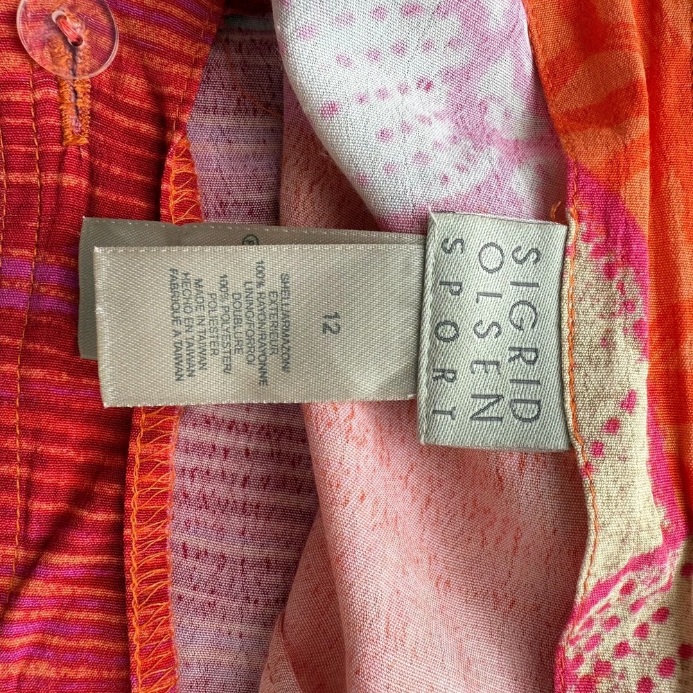 VTG Sigrid Olsen Sport Wrap Skirt Women's Size 12 Orange Pink‎ Floral Tropical - Picture 7 of 11